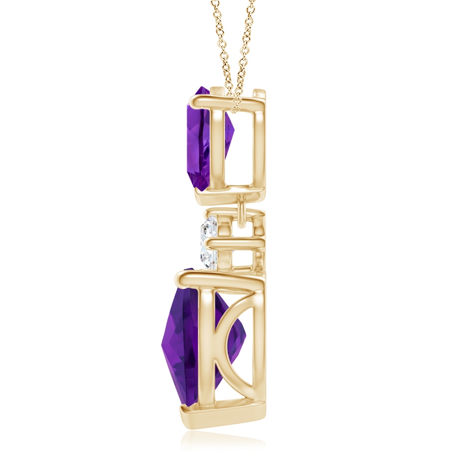 9mm AAAA Heart and Pear-Shaped Amethyst Pendant in Yellow Gold side-1