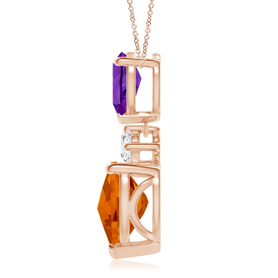 9mm AAAA Heart-Shaped Citrine and Pear-Shaped Amethyst Pendant in Rose Gold side-1