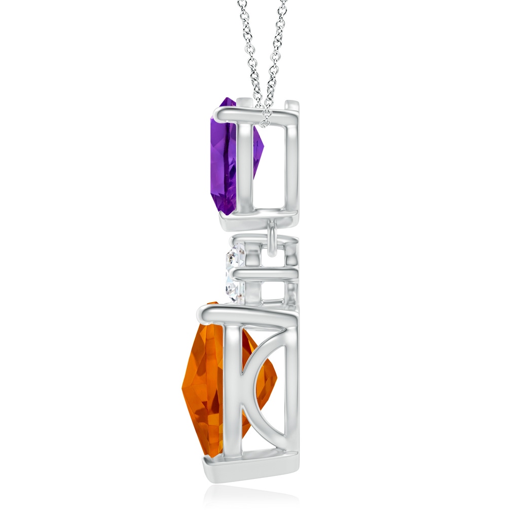 9mm AAAA Heart-Shaped Citrine and Pear-Shaped Amethyst Pendant in White Gold Side-1