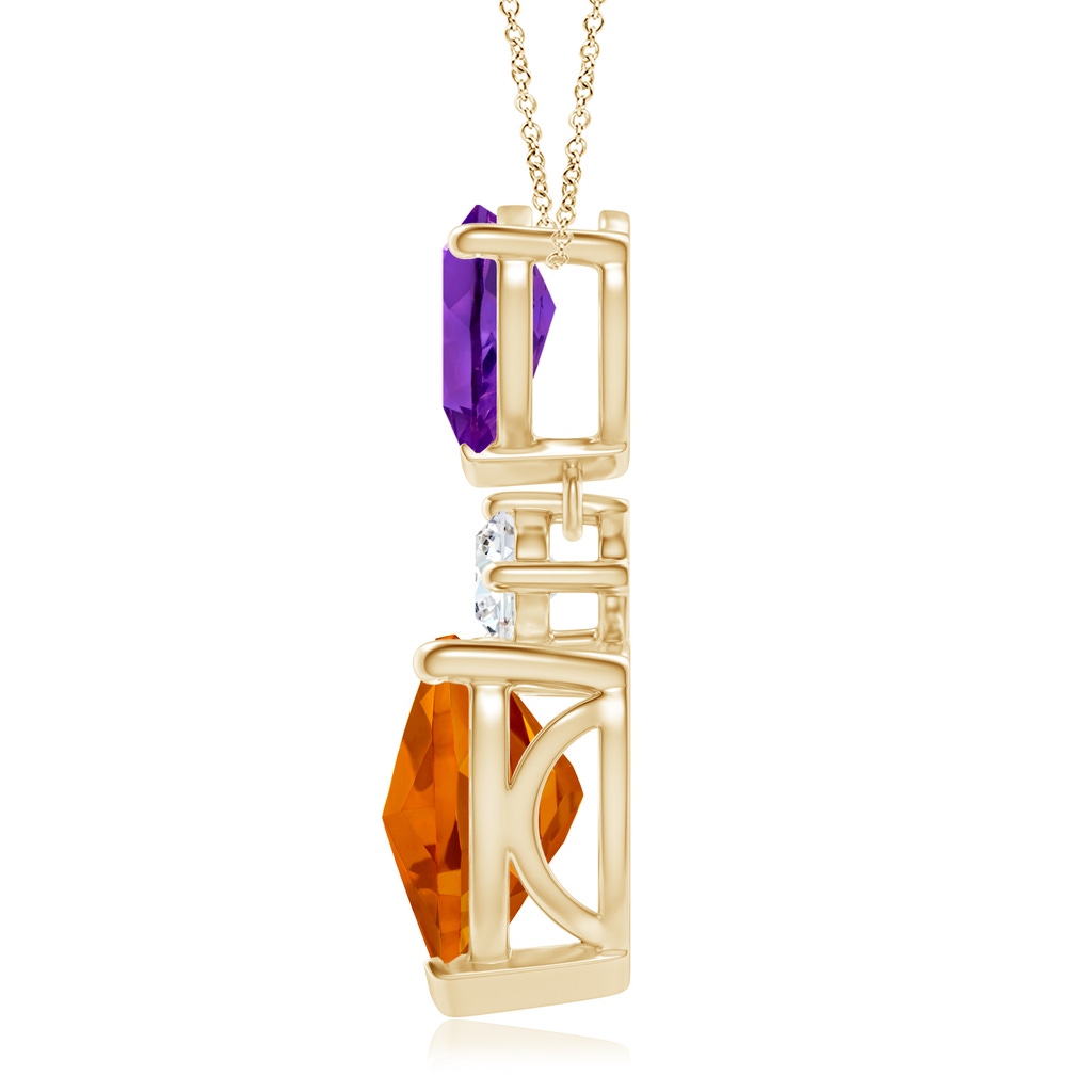 9mm AAAA Heart-Shaped Citrine and Pear-Shaped Amethyst Pendant in Yellow Gold - side_1