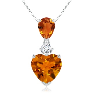9mm AAAA Heart and Pear-Shaped Citrine Pendant in White Gold