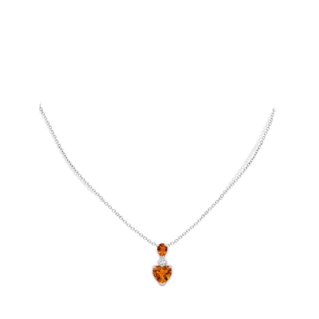 9mm AAAA Heart and Pear-Shaped Citrine Pendant in White Gold Body-Neck