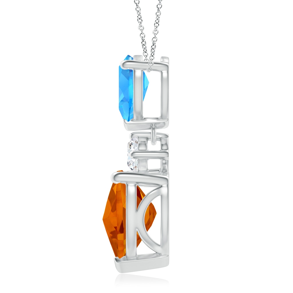 9mm AAAA Heart-Shaped Citrine and Pear-Shaped Swiss Blue Topaz Pendant in White Gold Side-1