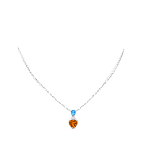Heart-Shaped Citrine and Pear-Shaped Swiss Blue Topaz Pendant