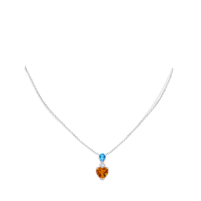 Heart-Shaped Citrine and Pear-Shaped Swiss Blue Topaz Pendant