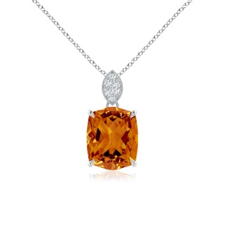 10x8mm AAAA Rectangular Cushion Citrine Leaf Bale Pendant in P950 Platinum