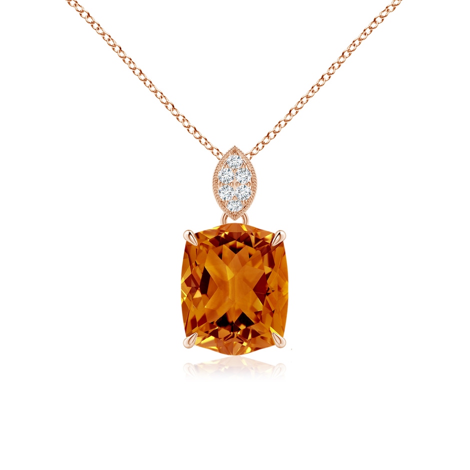 10x8mm AAAA Rectangular Cushion Citrine Leaf Bale Pendant in Rose Gold 