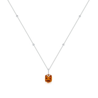 12x10mm AAAA Rectangular Cushion Citrine Pendant with Diamonds in White Gold