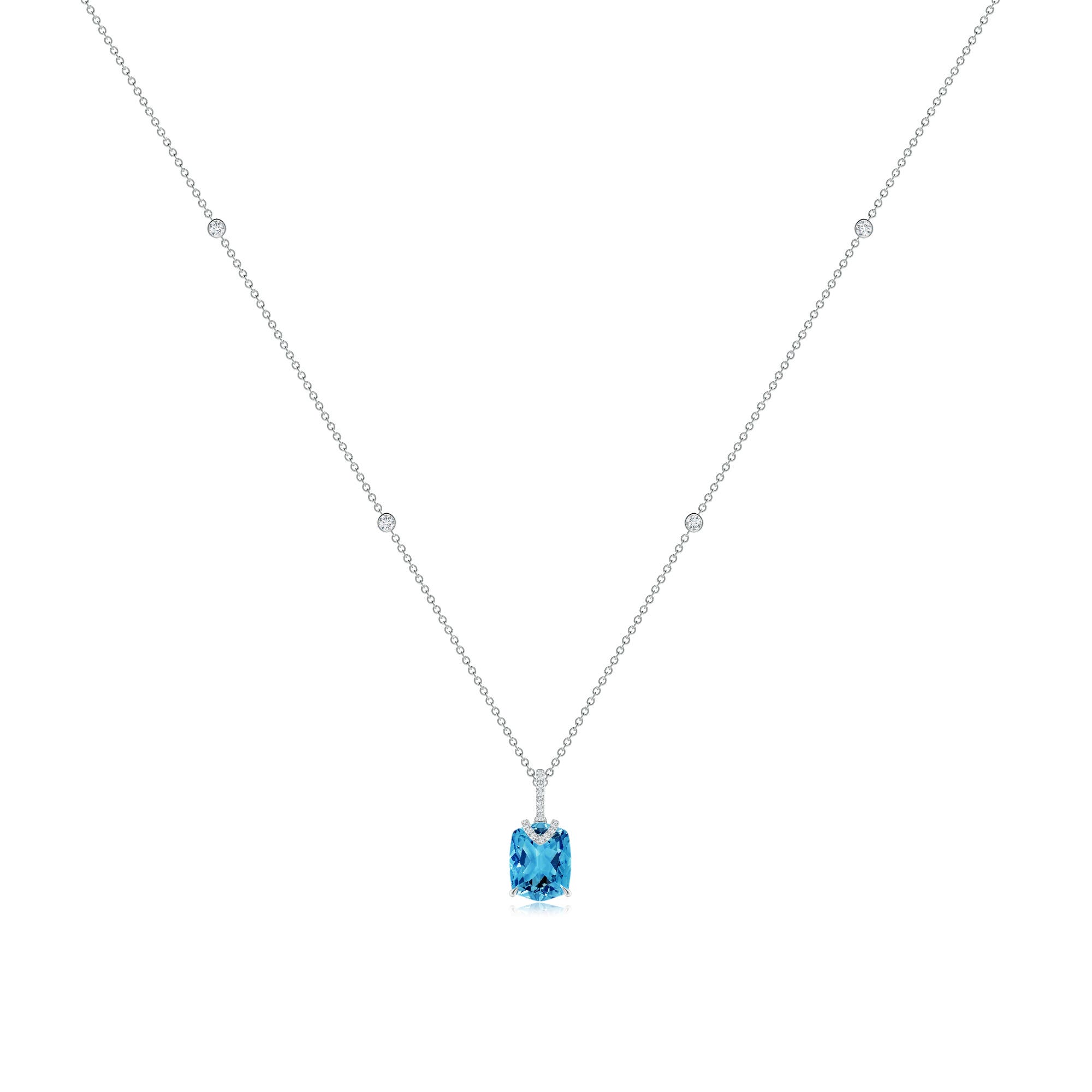 AAAA - Swiss Blue Topaz / 3.56 CT / 14 KT White Gold