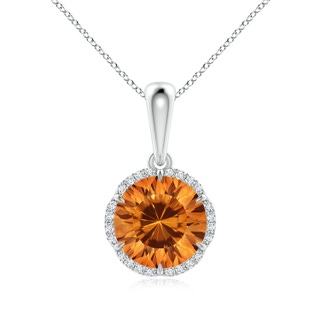8mm AAAA Round Citrine Floral Halo Pendant in P950 Platinum