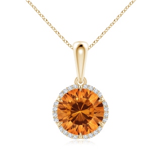 8mm AAAA Round Citrine Floral Halo Pendant in Yellow Gold