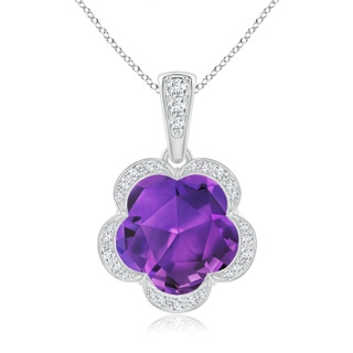 10mm AAAA Five-Petal Flower Amethyst Backset Halo Pendant in P950 Platinum