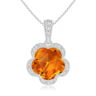 10mm AAAA Five-Petal Flower Citrine Backset Halo Pendant in P950 Platinum