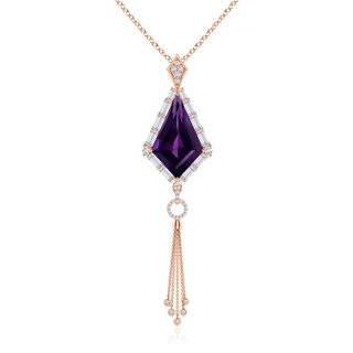 23.10x14.03x8.59mm AAAA GIA Certified Kite-Shaped Step-Cut Amethyst Tassel Drop Pendant in 18K Rose Gold