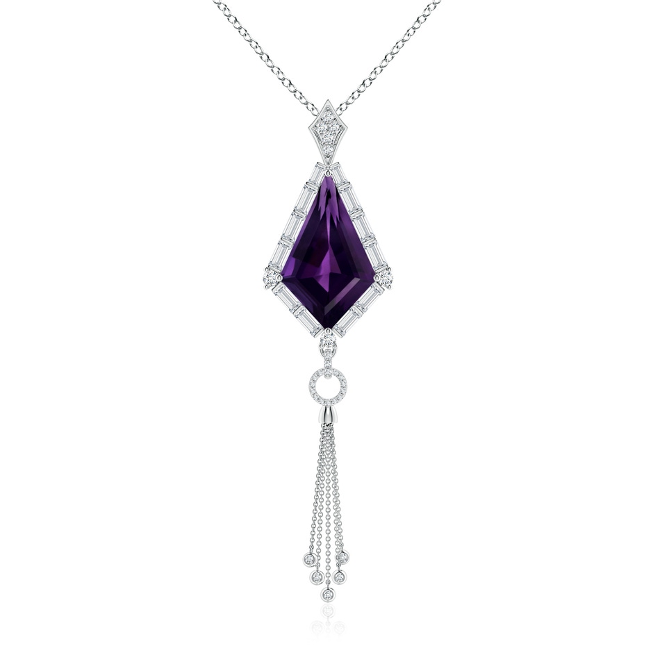 23.10x14.03x8.59mm AAAA GIA Certified Kite-Shaped Step-Cut Amethyst Tassel Drop Pendant in White Gold 