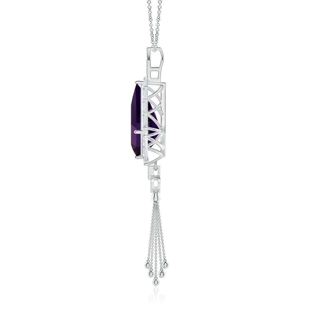 23.10x14.03x8.59mm AAAA GIA Certified Kite-Shaped Step-Cut Amethyst Tassel Drop Pendant in White Gold - side 199
