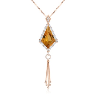 22.23x13.83x8.02mm AAAA GIA Certified Kite-Shaped Step-Cut Citrine Tassel Drop Pendant in 18K Rose Gold