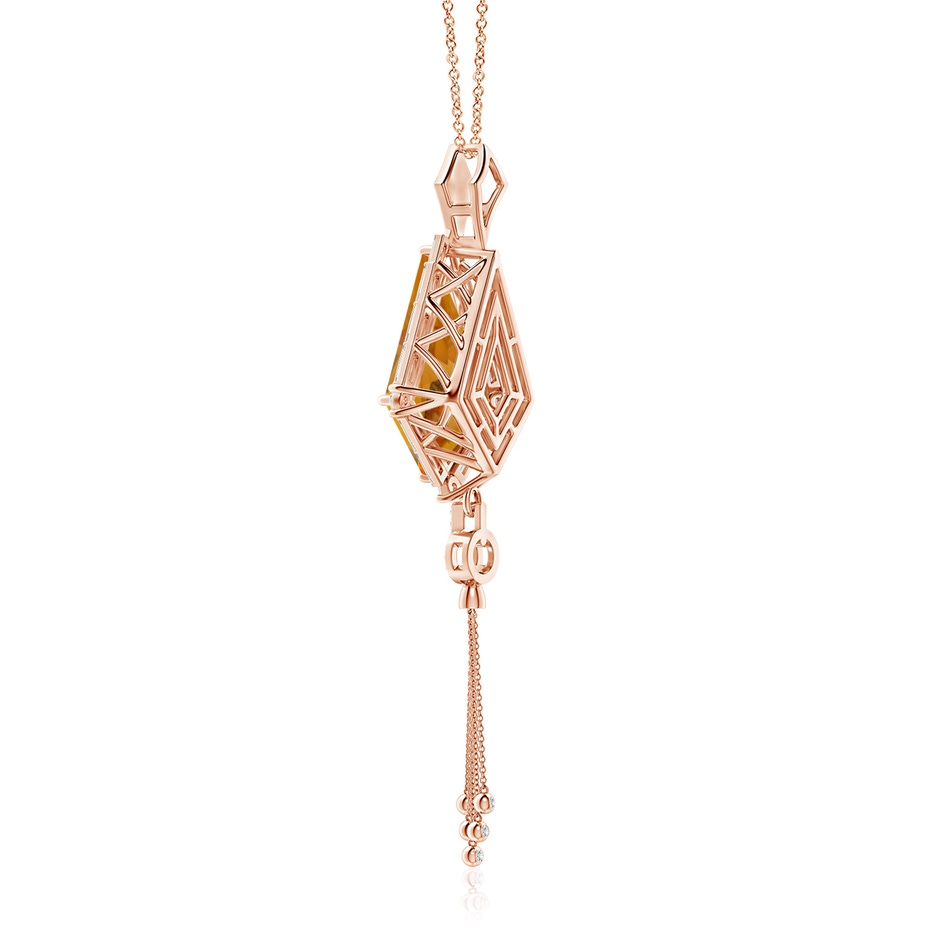 22.23x13.83x8.02mm AAAA GIA Certified Kite-Shaped Step-Cut Citrine Tassel Drop Pendant in 18K Rose Gold side 399