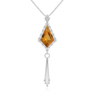 22.23x13.83x8.02mm AAAA GIA Certified Kite-Shaped Step-Cut Citrine Tassel Drop Pendant in P950 Platinum