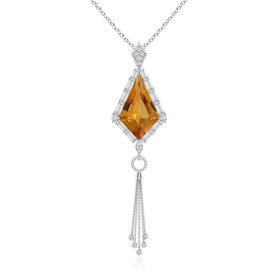 22.23x13.83x8.02mm AAAA GIA Certified Kite-Shaped Step-Cut Citrine Tassel Drop Pendant in P950 Platinum 