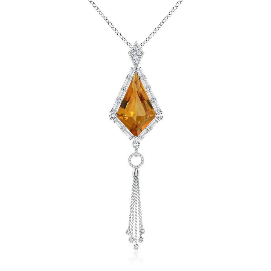 22.23x13.83x8.02mm AAAA GIA Certified Kite-Shaped Step-Cut Citrine Tassel Drop Pendant in White Gold 