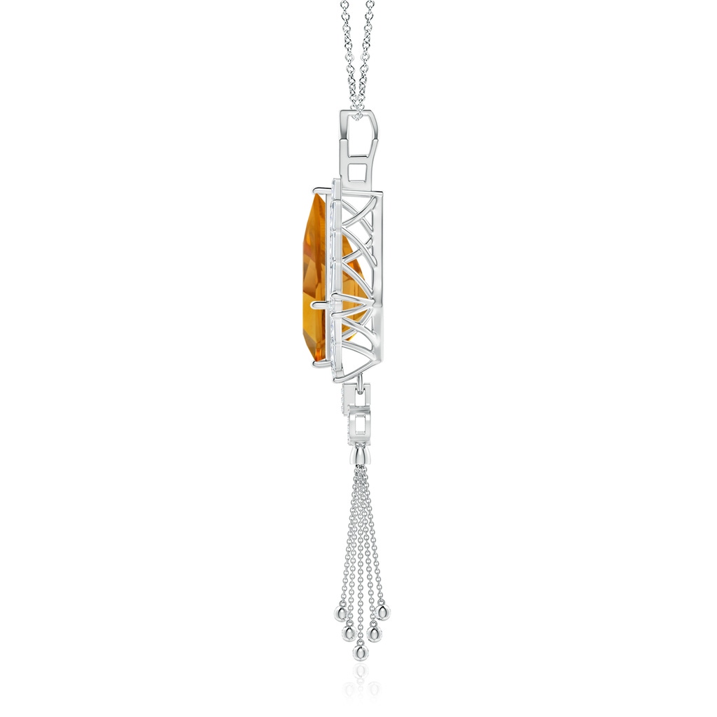 22.23x13.83x8.02mm AAAA GIA Certified Kite-Shaped Step-Cut Citrine Tassel Drop Pendant in White Gold - side 199