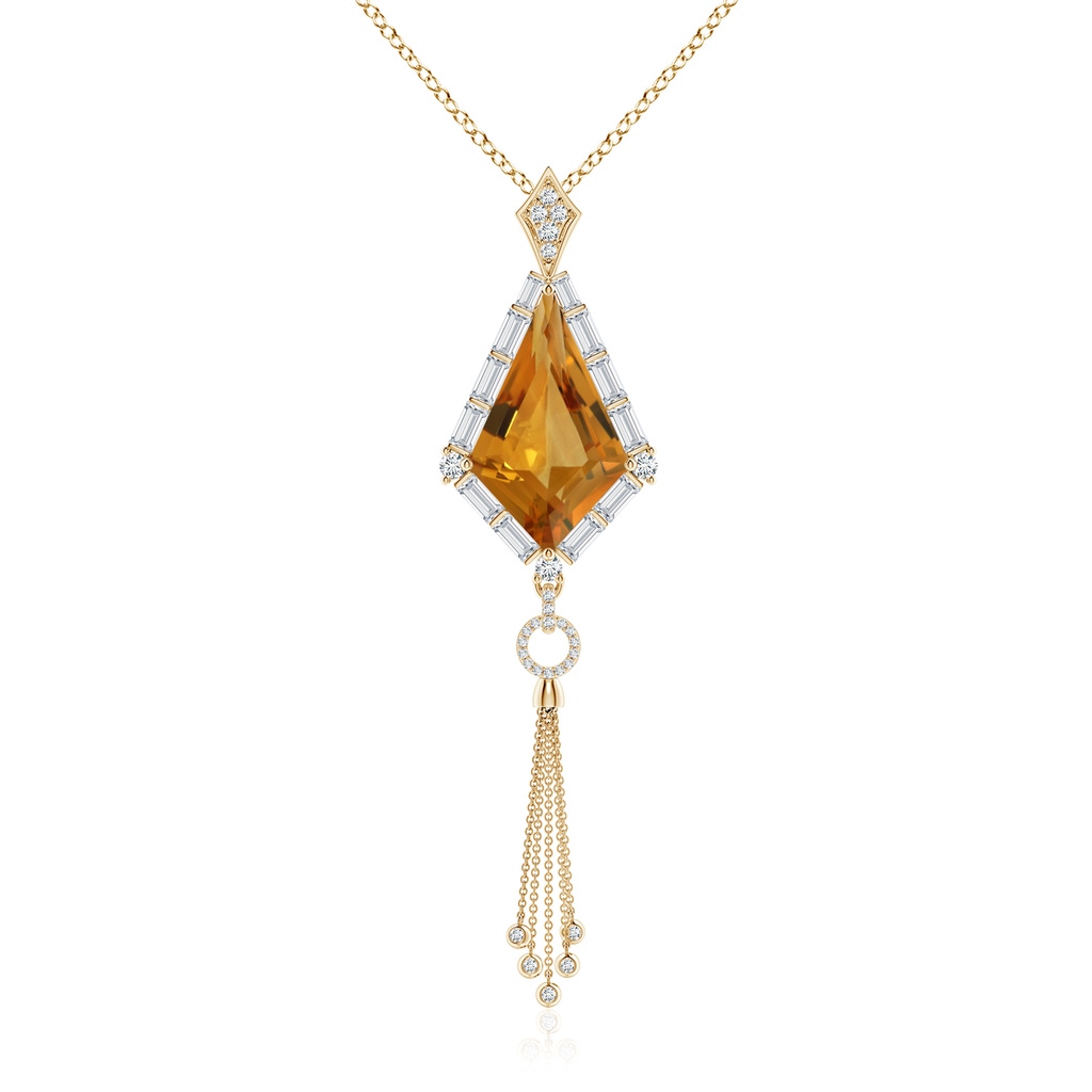 22.23x13.83x8.02mm AAAA GIA Certified Kite-Shaped Step-Cut Citrine Tassel Drop Pendant in Yellow Gold