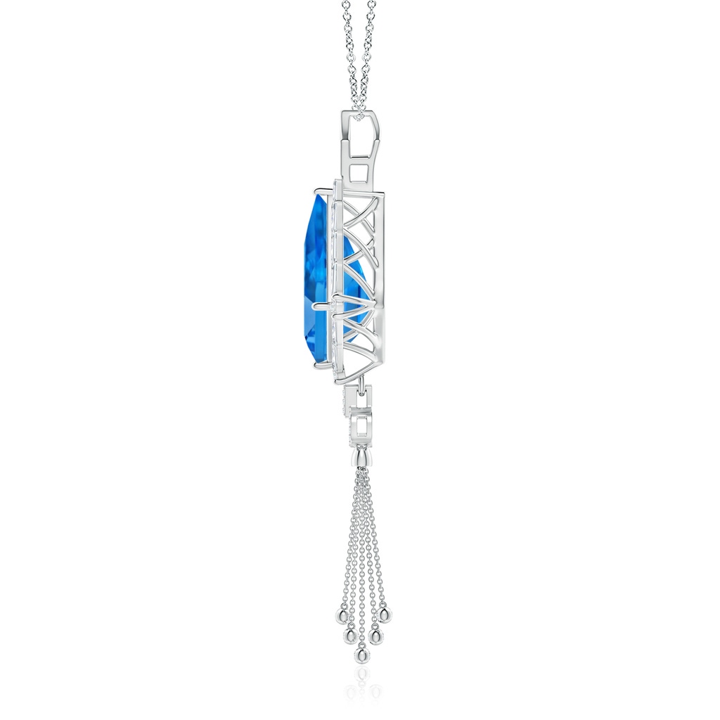 22.19x13.94x7.07mm AAAA GIA Certified Kite-Shaped Step-Cut Swiss Blue Topaz Tassel Drop Pendant in P950 Platinum - side 199