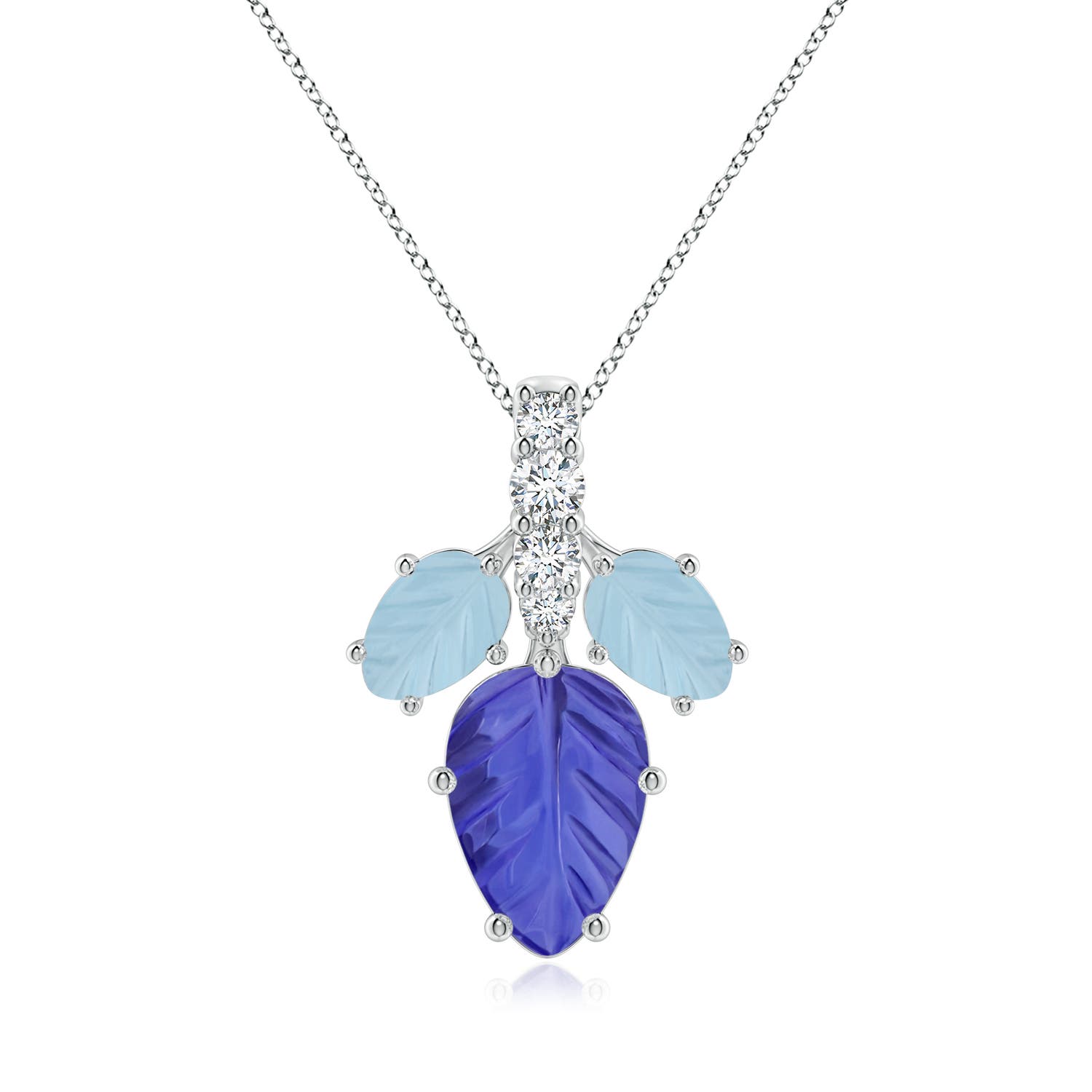 The Heritage Collection Tanzanite and Aquamarine Leaf Pendant by D.K. Surana