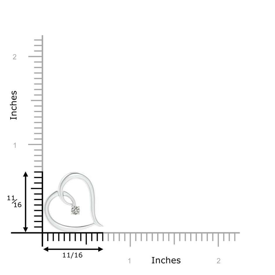 2mm II1 Free Diamond Tilted Heart Pendant in S999 Silver Product Image