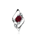 4x3mm AA Free Garnet & Diamond Shell Pendant in S999 Silver