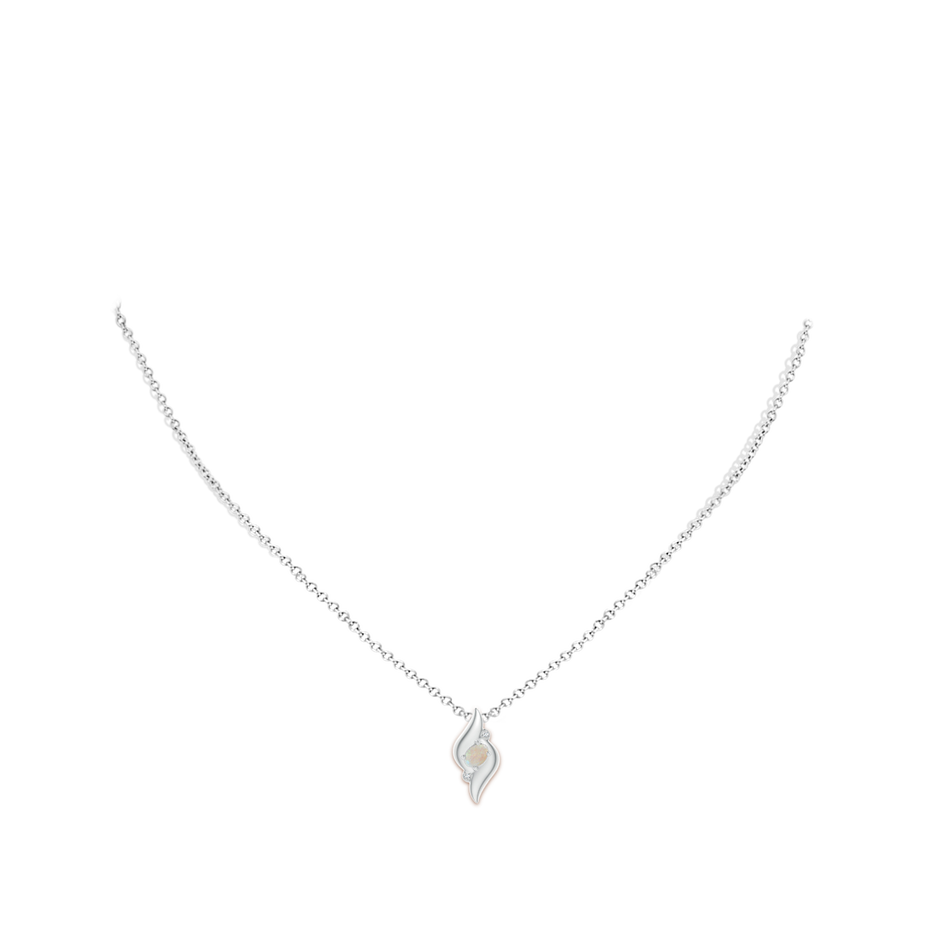 4x3mm AA Free Opal & Diamond Shell Pendant in Silver in S999 Silver Body-Neck