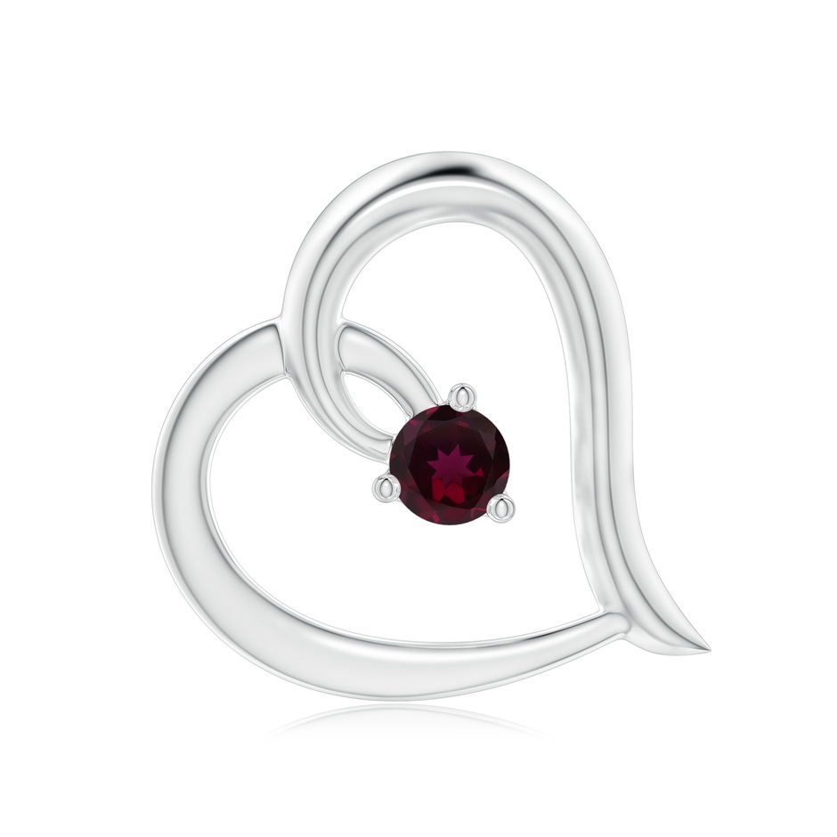 4mm AA Free Round Rhodolite Tilted Heart Pendant in S999 Silver 