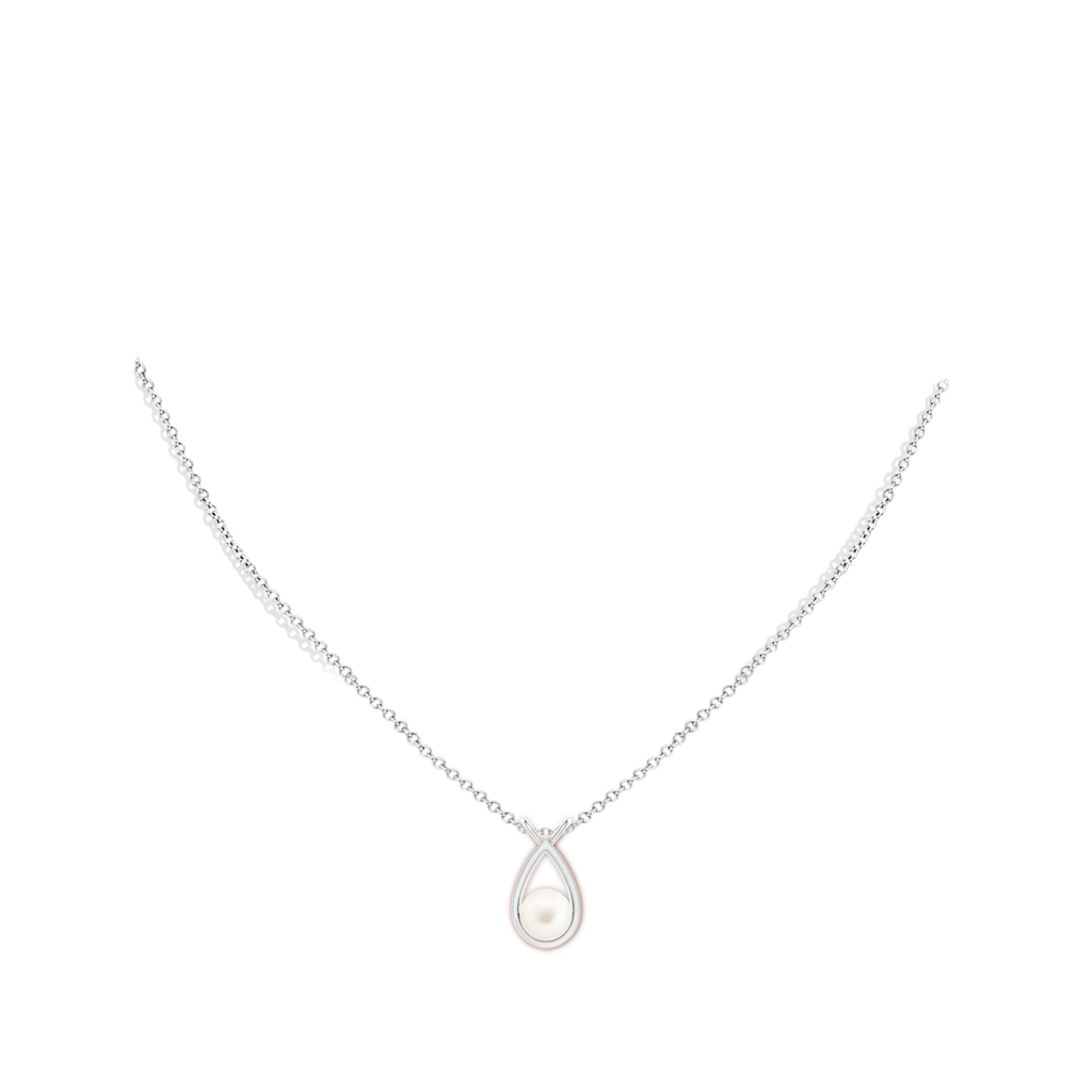 7mm AA Free Freshwater Pearl Drop Pendant in S999 Silver Body-Neck