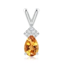 6x4mm AA Free Pear shaped Citrine Pendant in White Gold