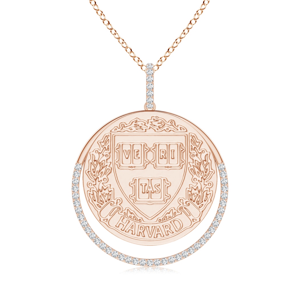 1mm IJI1I2 Harvard Engraved Pendant with Diamond Accents in Rose Gold