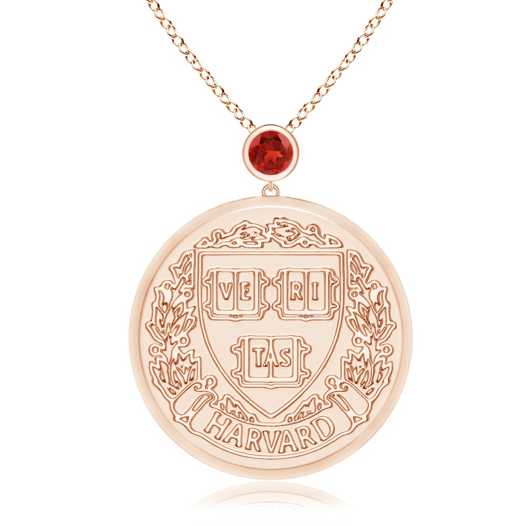 3.5mm AAA Harvard Engraved Pendant with Bezel-Set Garnet in Rose Gold