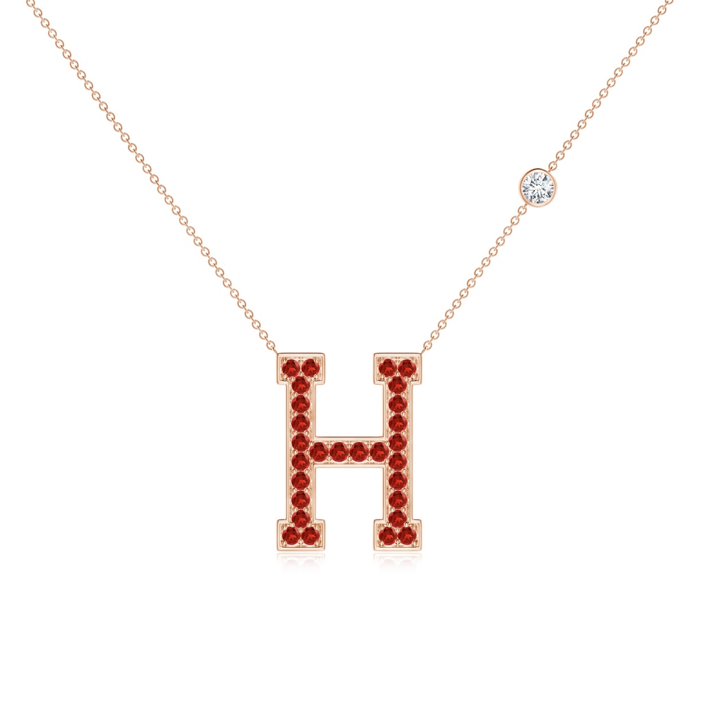 3.5mm IJI1I2 Harvard University Garnet Pendant with Bezel-Set Diamond in Rose Gold