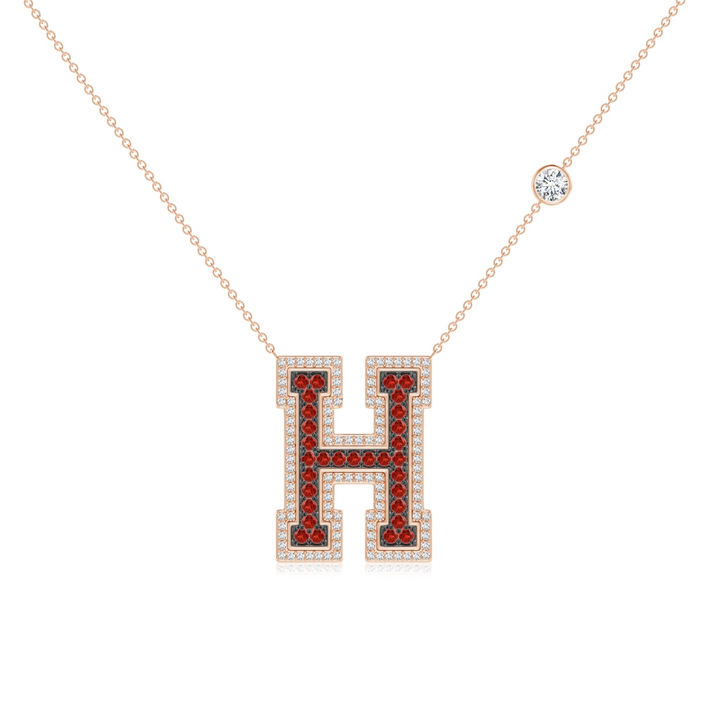 3.5mm IJI1I2 Harvard University Garnet and Diamond Pendant in Rose Gold