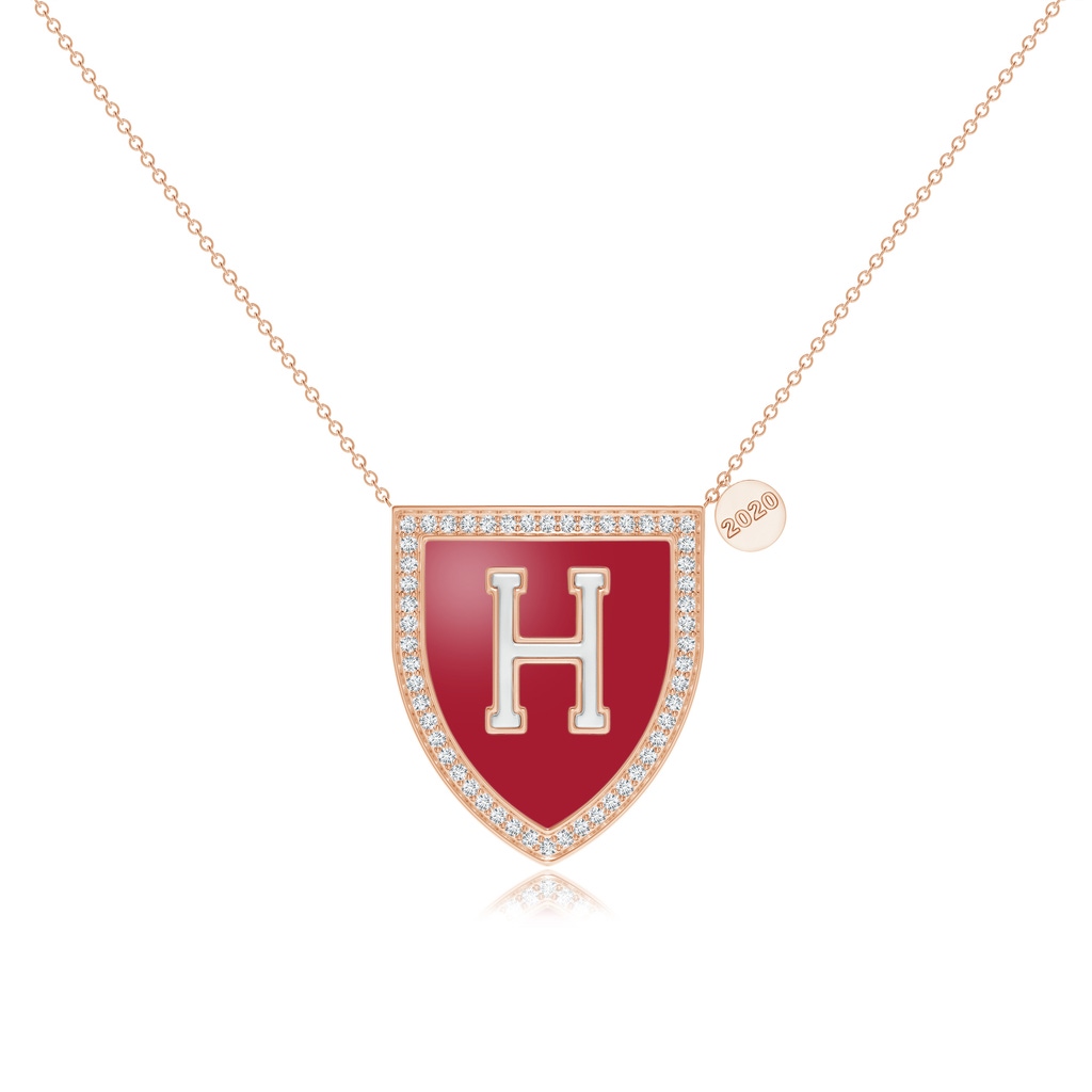 1.2mm IJI1I2 Harvard Insignia Diamond Halo Pendant with Year Charm in Rose Gold