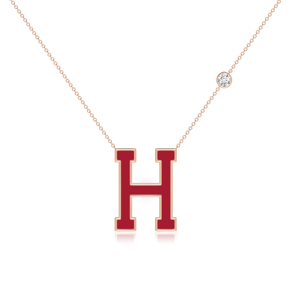 3.5mm IJI1I2 Harvard University Pendant with Bezel-Set Diamond in Rose Gold