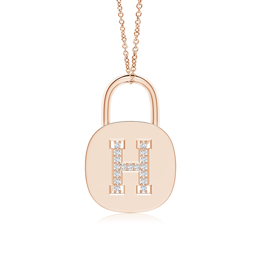 0.8mm GVS2 Harvard H Cushion Padlock Pendant with Lab-Grown Diamonds in Rose Gold