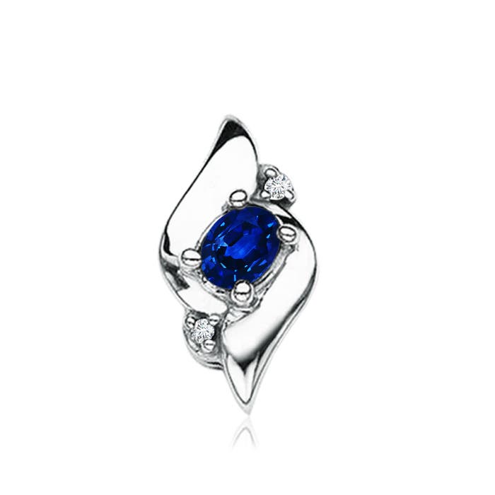 Image Representation of the 4x3mm Labgrown Free Lab grown Sapphire & Diamond Shell Pendant in 999 Silver - main