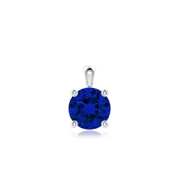 6mm Labgrown Classic Round Lab-Grown Blue Sapphire Solitaire Pendant in S999 Silver