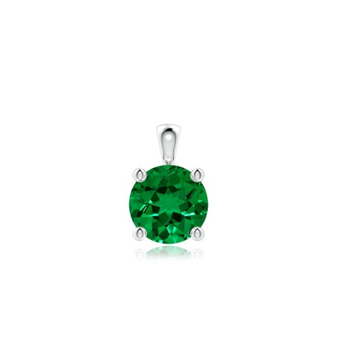6mm Labgrown Classic Round Lab-Grown Emerald Solitaire Pendant in S999 Silver