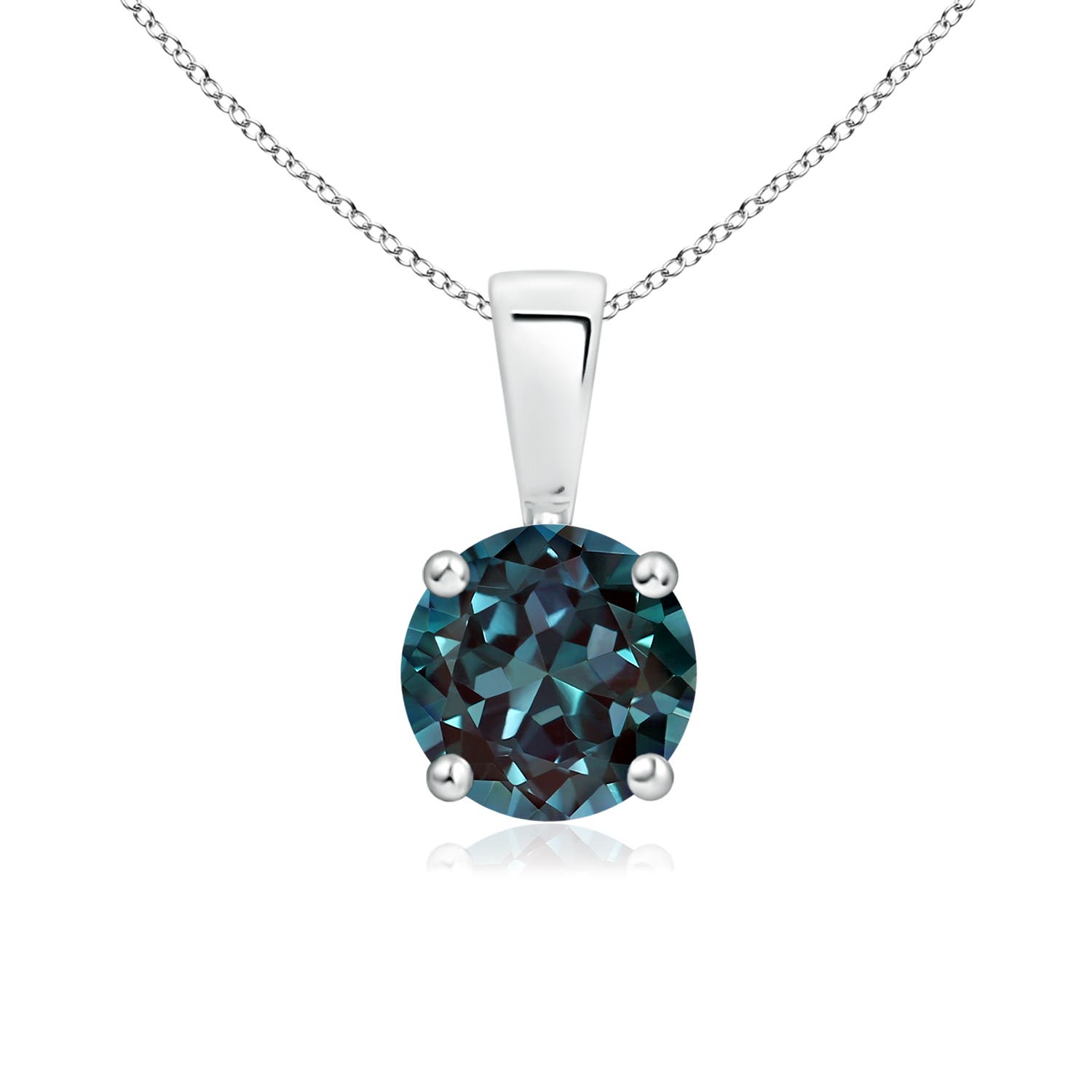 6mm Labgrown Classic Prong-Set Round Lab-Grown Alexandrite Solitaire Pendant in 18K White Gold