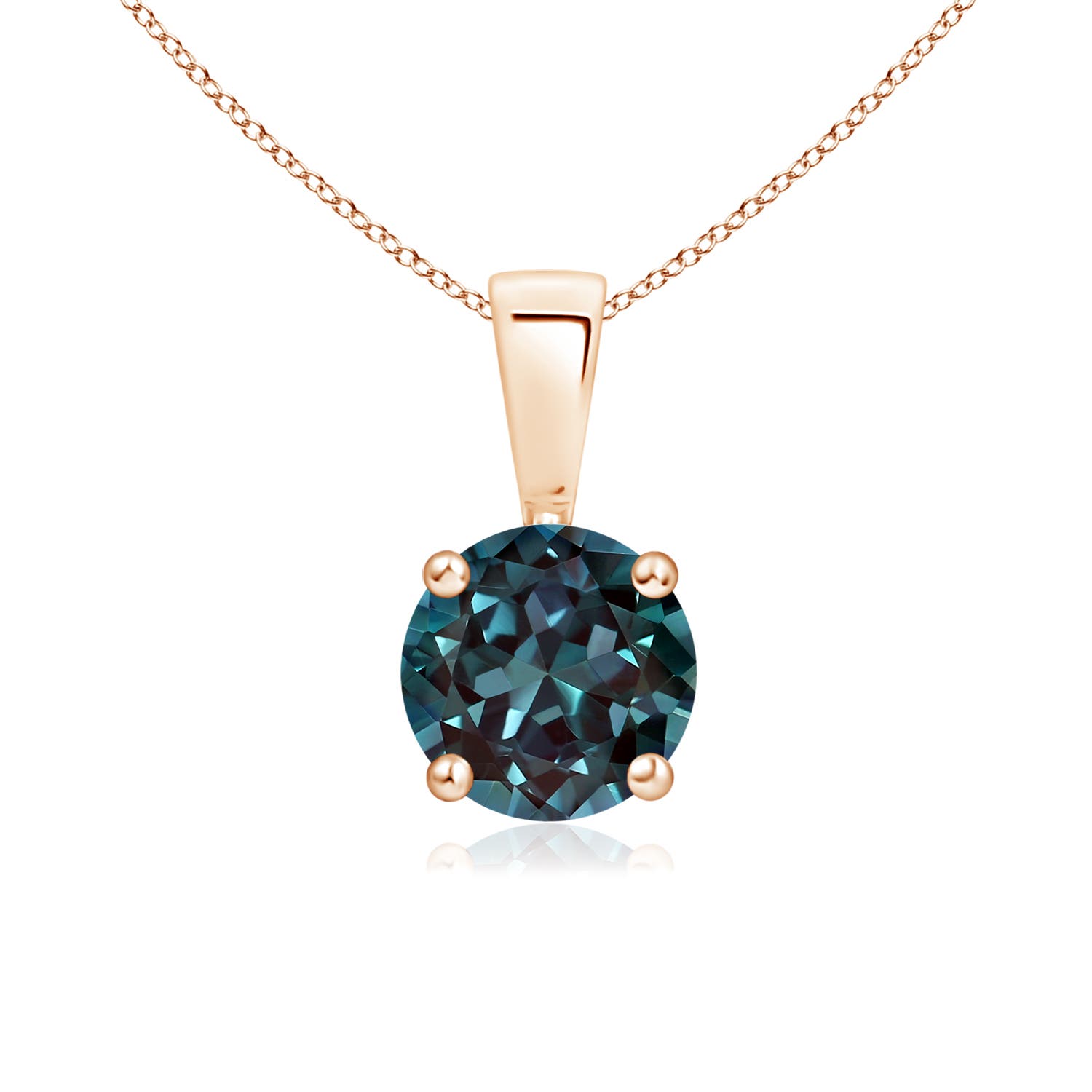 6mm Labgrown Classic Prong-Set Round Lab-Grown Alexandrite Solitaire Pendant in Rose Gold