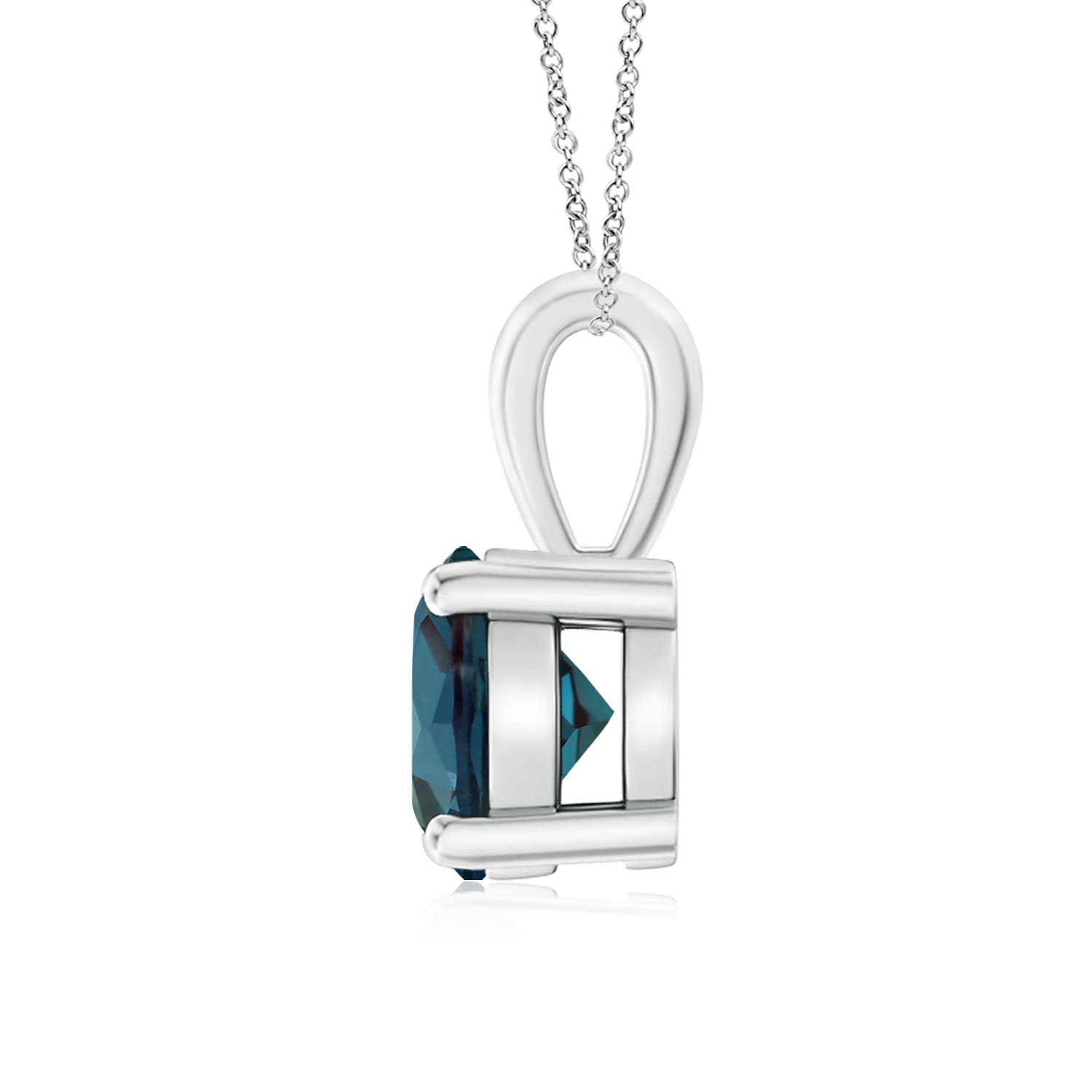 7mm Labgrown Classic Prong-Set Round Lab-Grown Alexandrite Solitaire Pendant in 18K White Gold