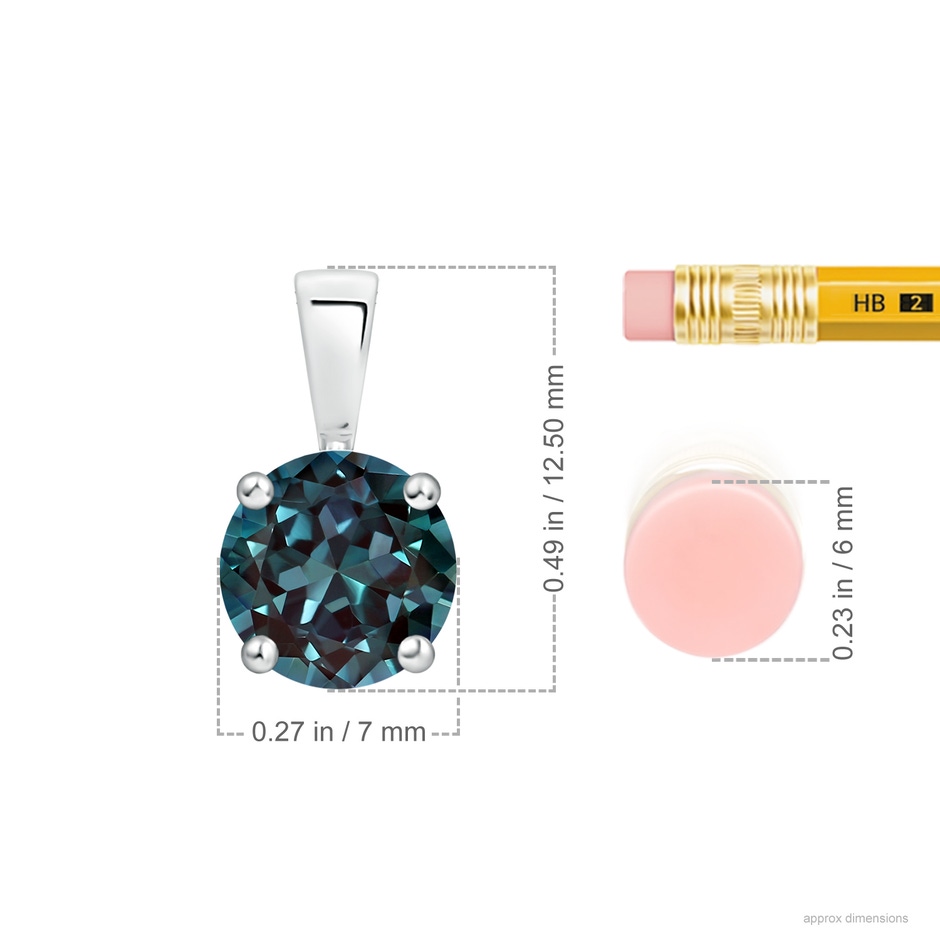 7mm Labgrown Classic Prong-Set Round Lab-Grown Alexandrite Solitaire Pendant in P950 Platinum ruler