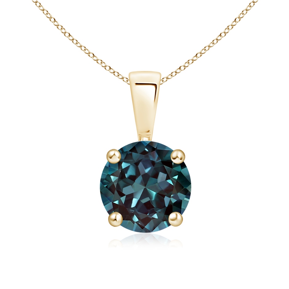 7mm Labgrown Classic Prong-Set Round Lab-Grown Alexandrite Solitaire Pendant in Yellow Gold 